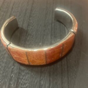Orange and Silver Cuff Bracelet